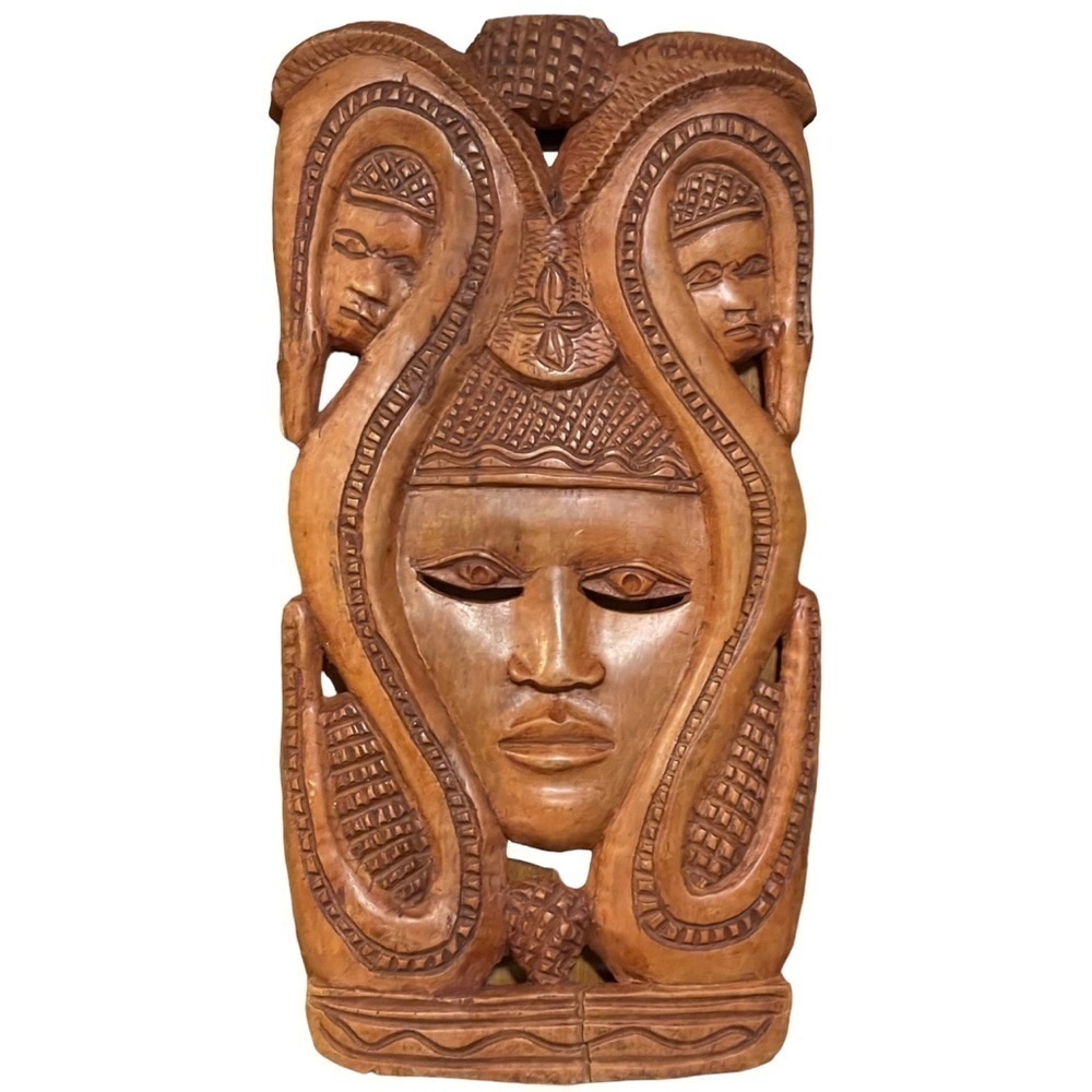 VTG Indonesian South Pacific Polynesian Wood Wall Art Goddess Mother MCM